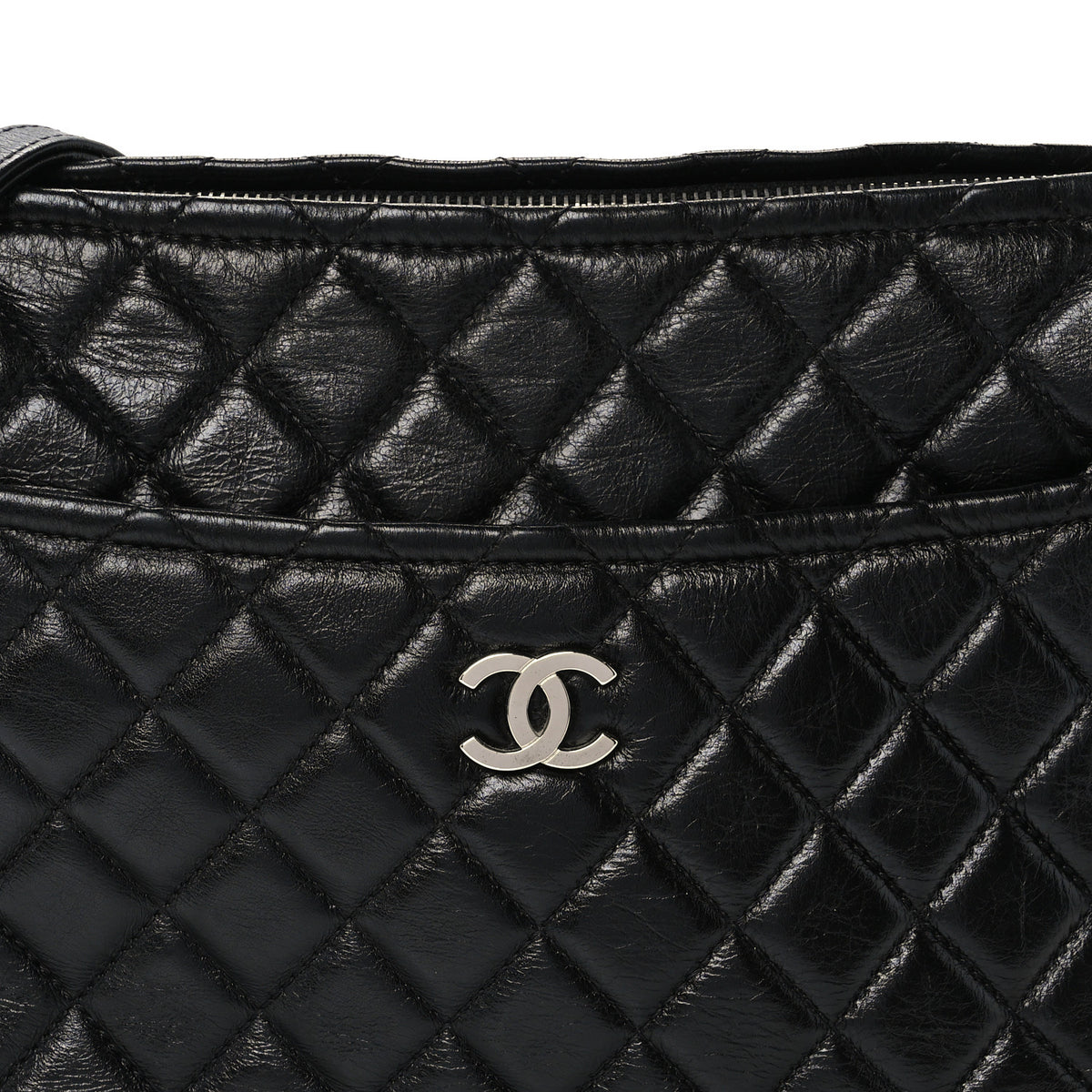 Chanel Aged Calfskin Quilted Large Working Vibe Camera Case Black 8 of 10