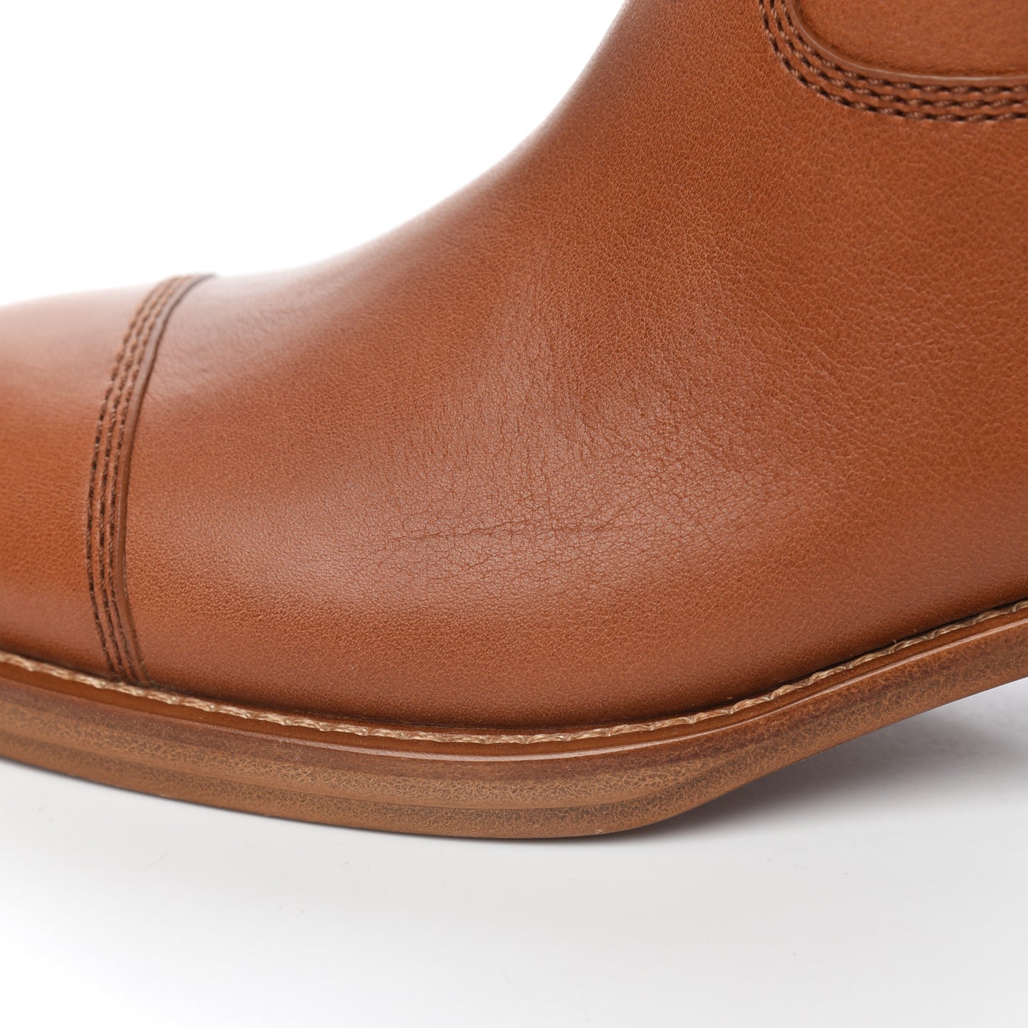 Calfskin CC Logo Mid Calf Boots 38 Caramel
