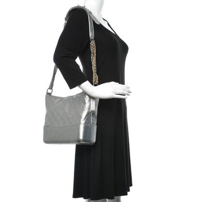 Chanel Metallic Lambskin Calfskin Quilted Medium Gabrielle Hobo Silver 2 of 10