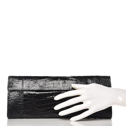 Nancy Gonzalez Glossy Crocodile Foldover Clutch Black 2 of 6