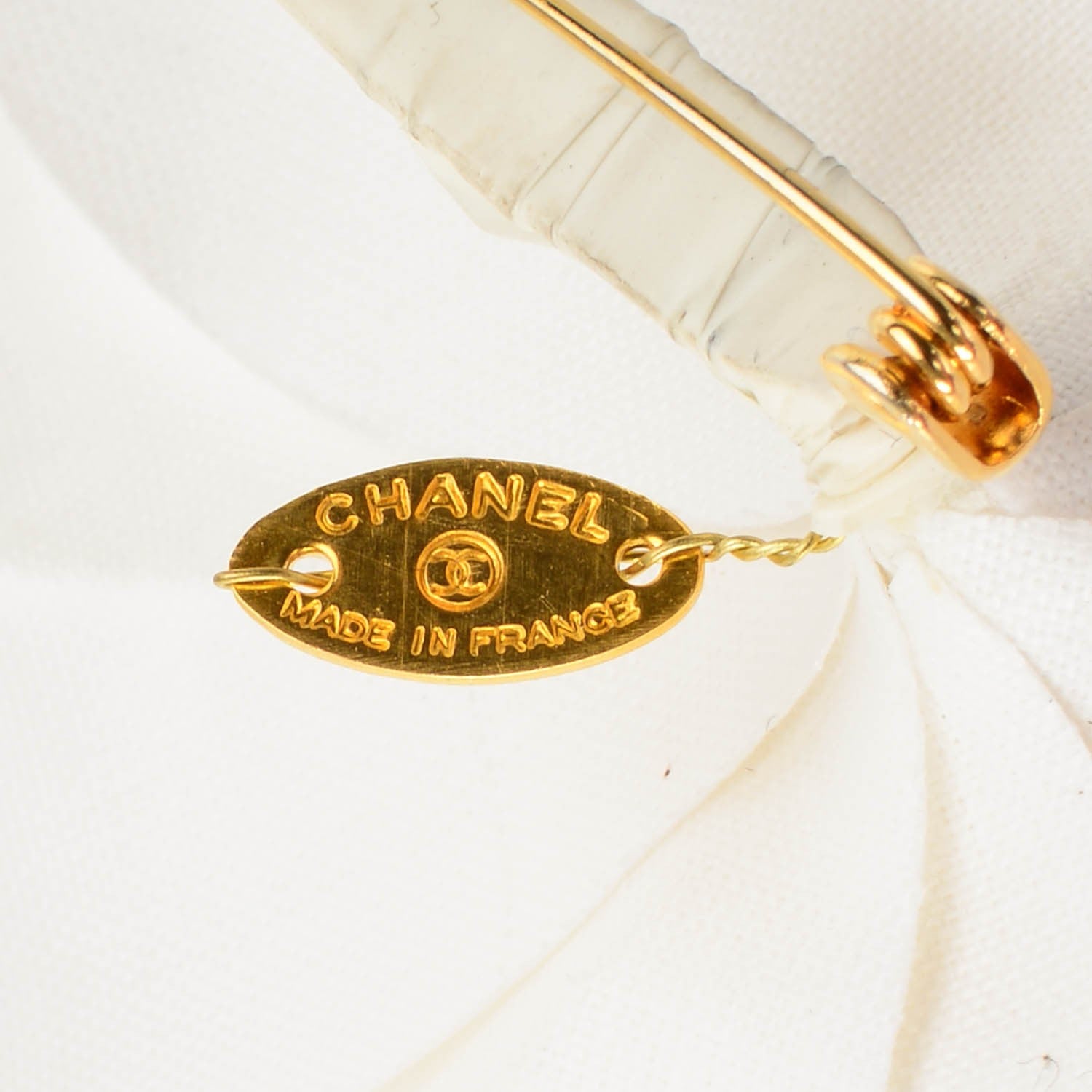 Chanel Crepe Satin Camellia Brooch Pin White 4 of 5