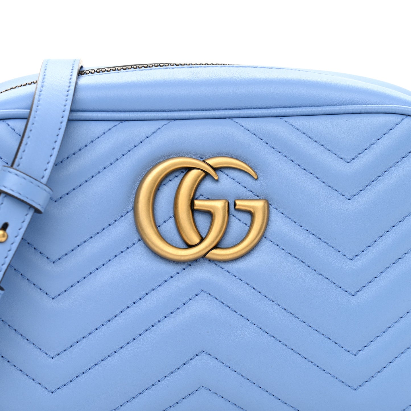 Calfskin Matelasse Small GG Marmont Chain Shoulder Bag Clear Sky Blue