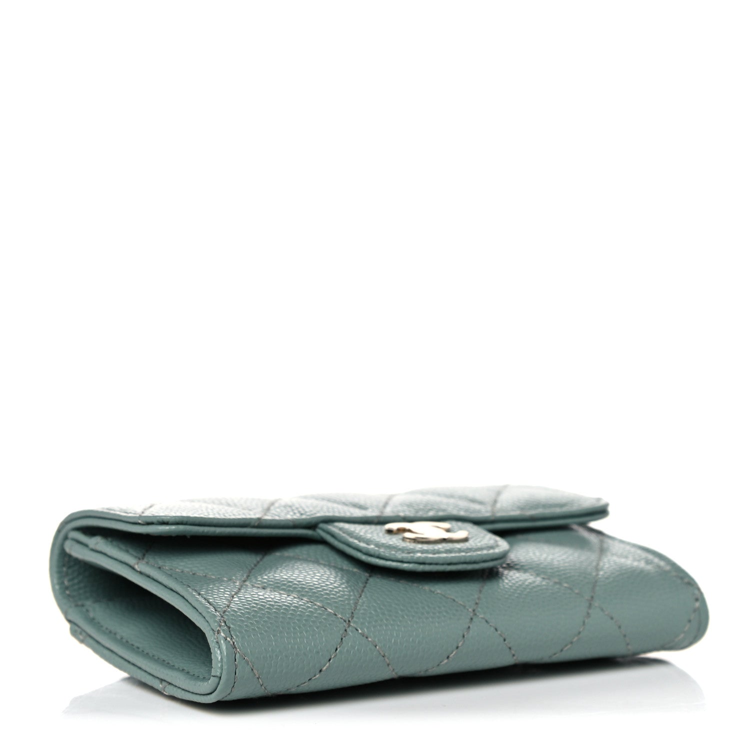 Chanel Caviar Quilted Flap Card Holder Wallet Dark Green 4 of 9