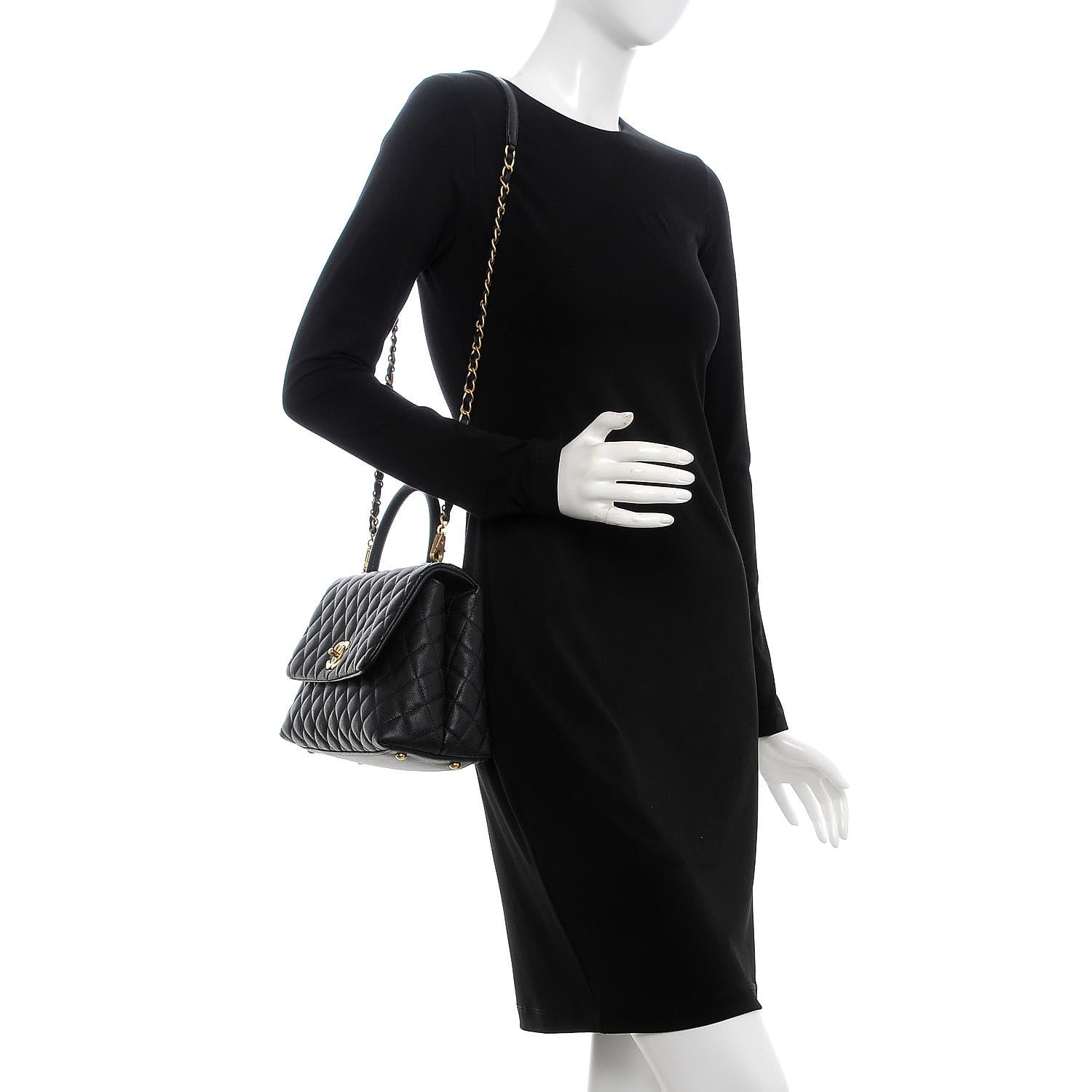Chanel Caviar Quilted Small Coco Handle Flap Black 3 of 8