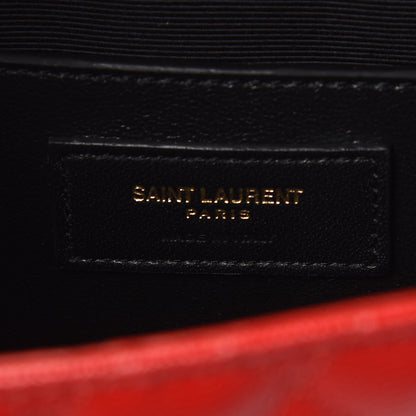 Saint Laurent Grain De Poudre Textured Mixed Matelasse Triquilt Medium Monogram Satchel New Red 6 of 6