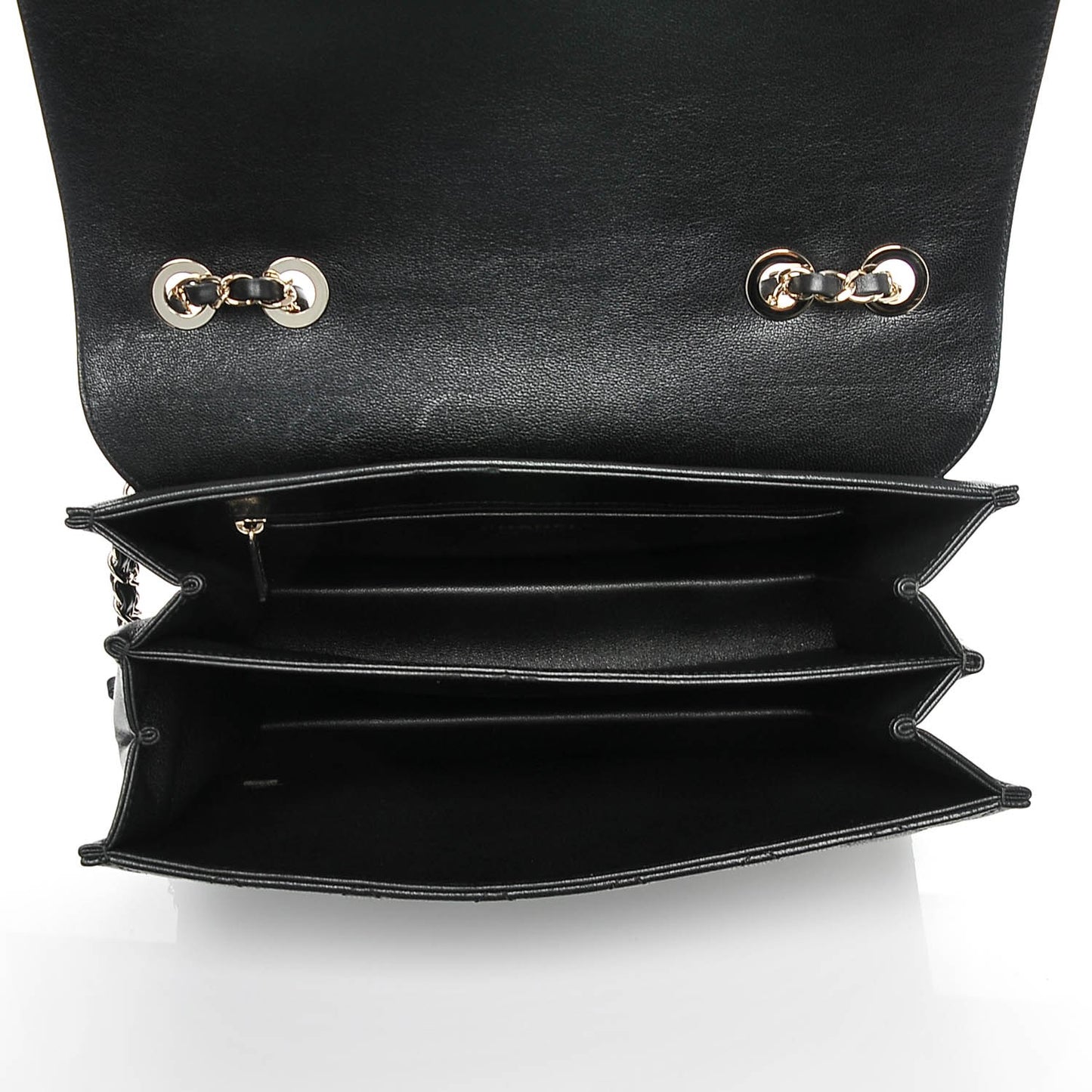 Sheepskin Quilted Large Beauty Lock Flap Black