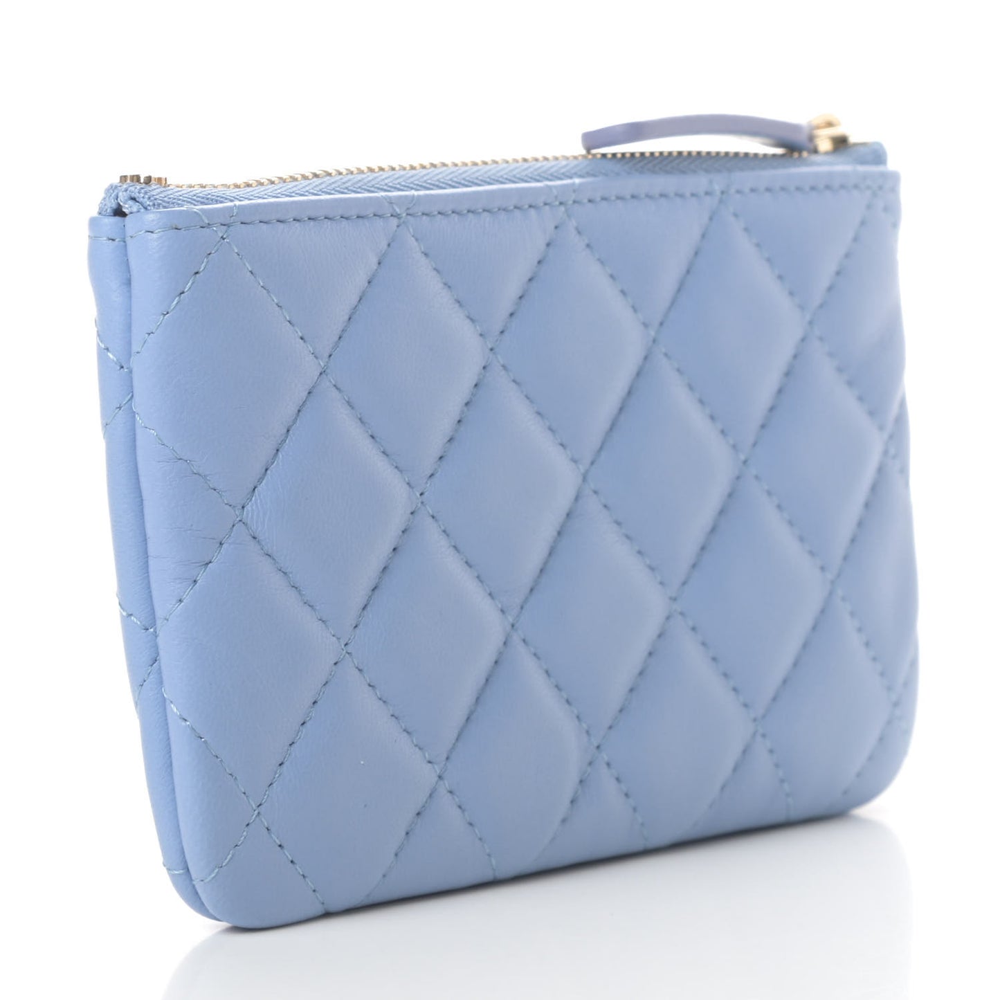 Lambskin Quilted Small Cosmetic Case Light Blue