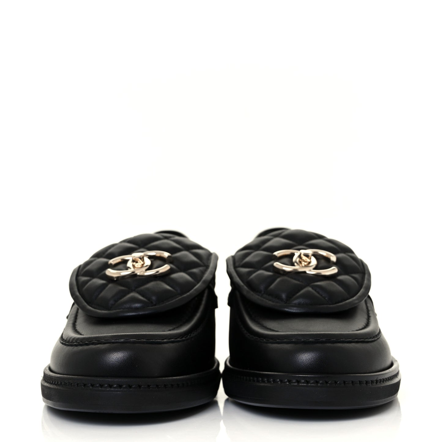 Lambskin Quilted CC Turnlock Loafers 39 Black