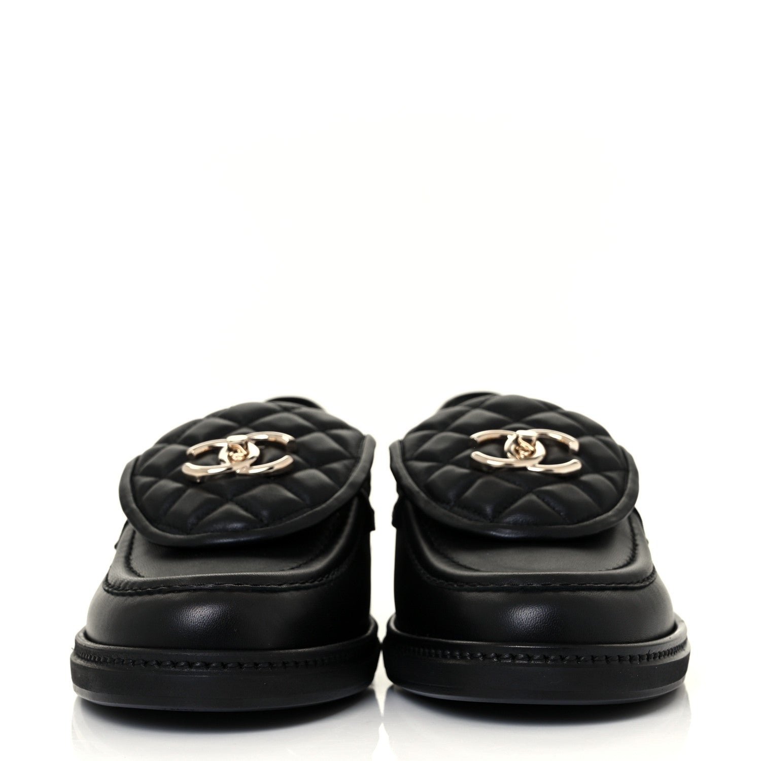 Chanel Lambskin Quilted CC Turnlock Loafers 39 Black 2 of 8