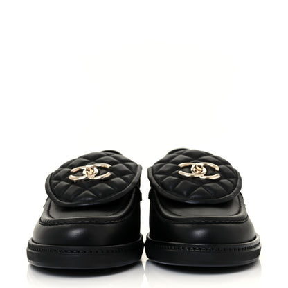 Chanel Lambskin Quilted CC Turnlock Loafers 39 Black 2 of 8