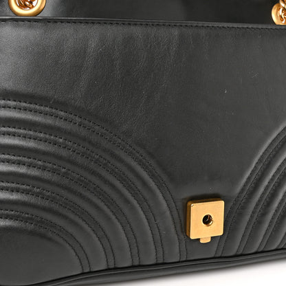 Gucci Calfskin Matelasse Medium GG Marmont Shoulder Bag Black 15 of 16