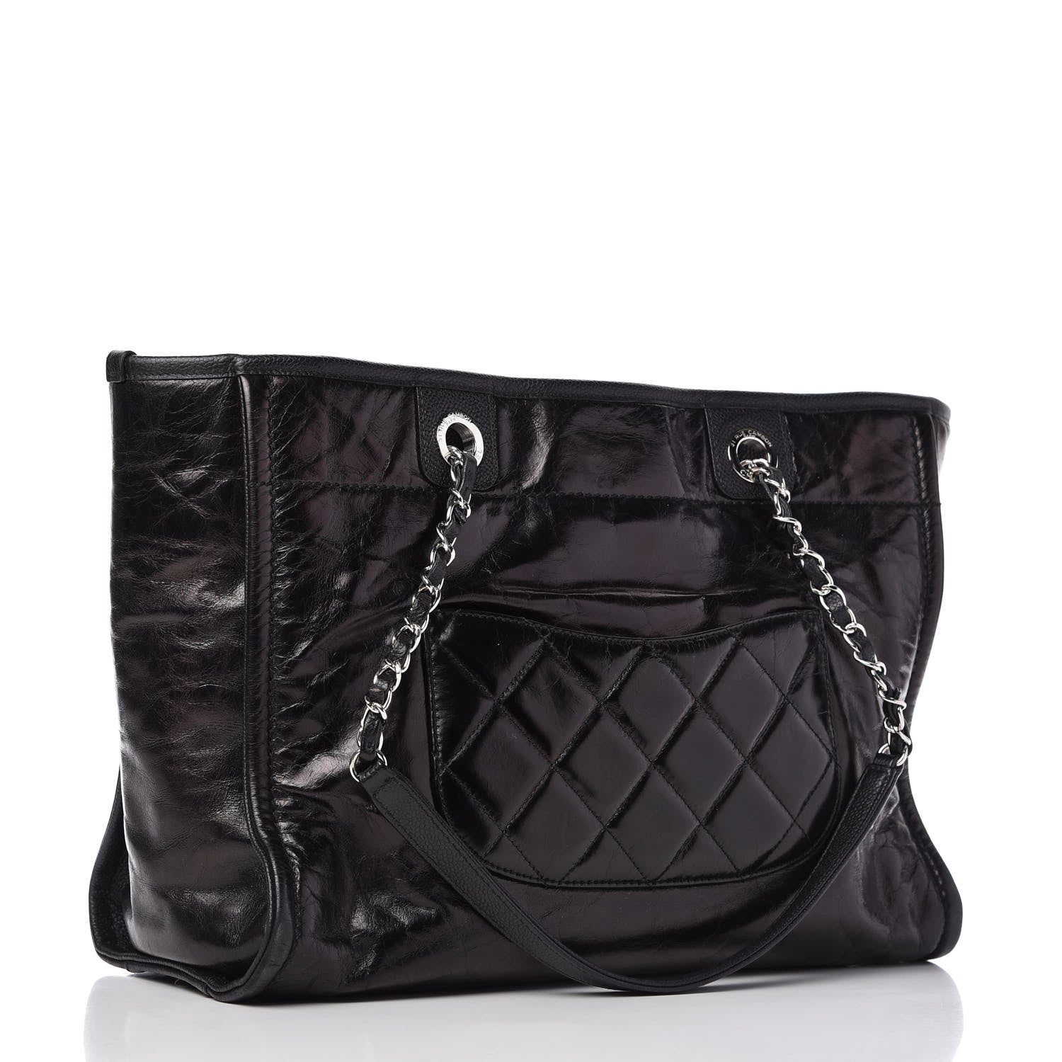 Chanel Glazed Calfskin Small Deauville Tote Black 3 of 10