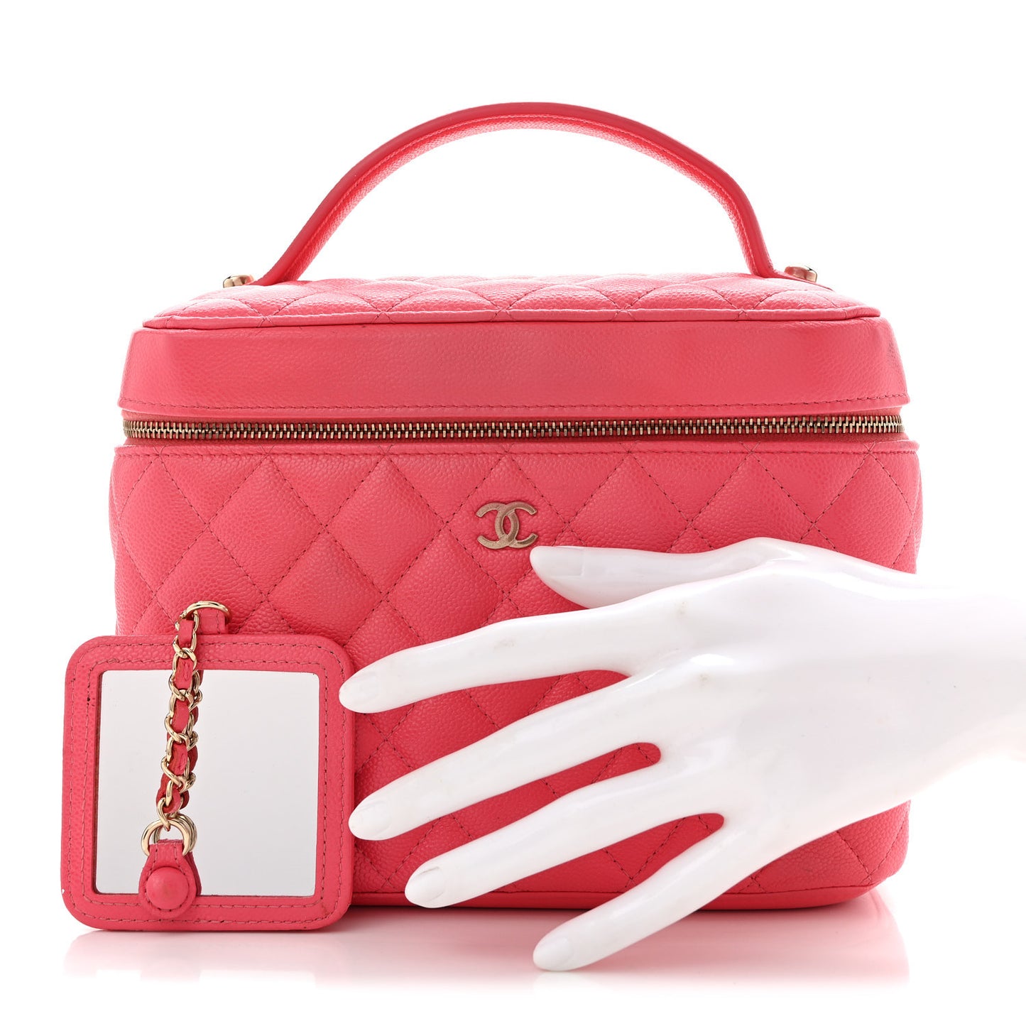 Caviar Quilted Large Vanity Pouch Pink