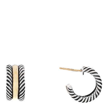 David Yurman Sterling Silver 14K Yellow Gold 16mm Cable Classics Hoop Earrings 1 of 7