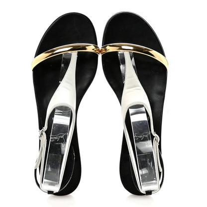 Christian Louboutin Nappa Patent Athinita Flat Sandals 38.5 White Gold Black 2 of 9