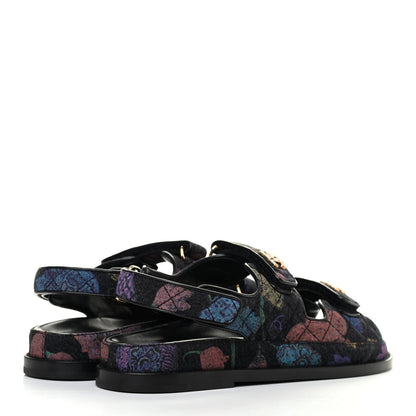 Chanel Denim Quilted Dad Sandals 38.5 Black Multicolor 3 of 4