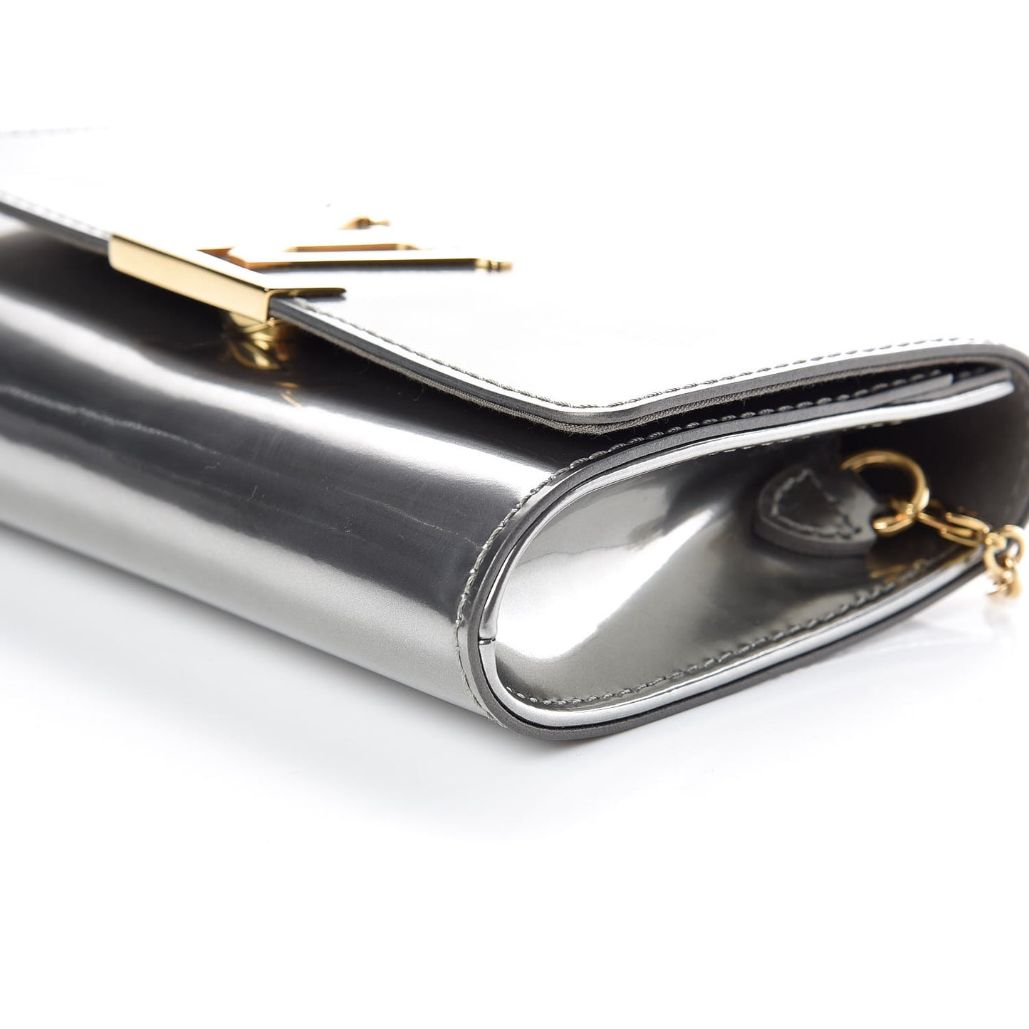 Patent Louise PM Chain Clutch Gris Metal