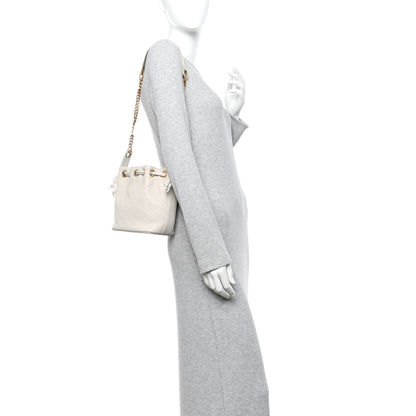 Saint Laurent Lambskin Carre Quilted Cassandre Small Bucket Bag Crema Soft 2 of 12