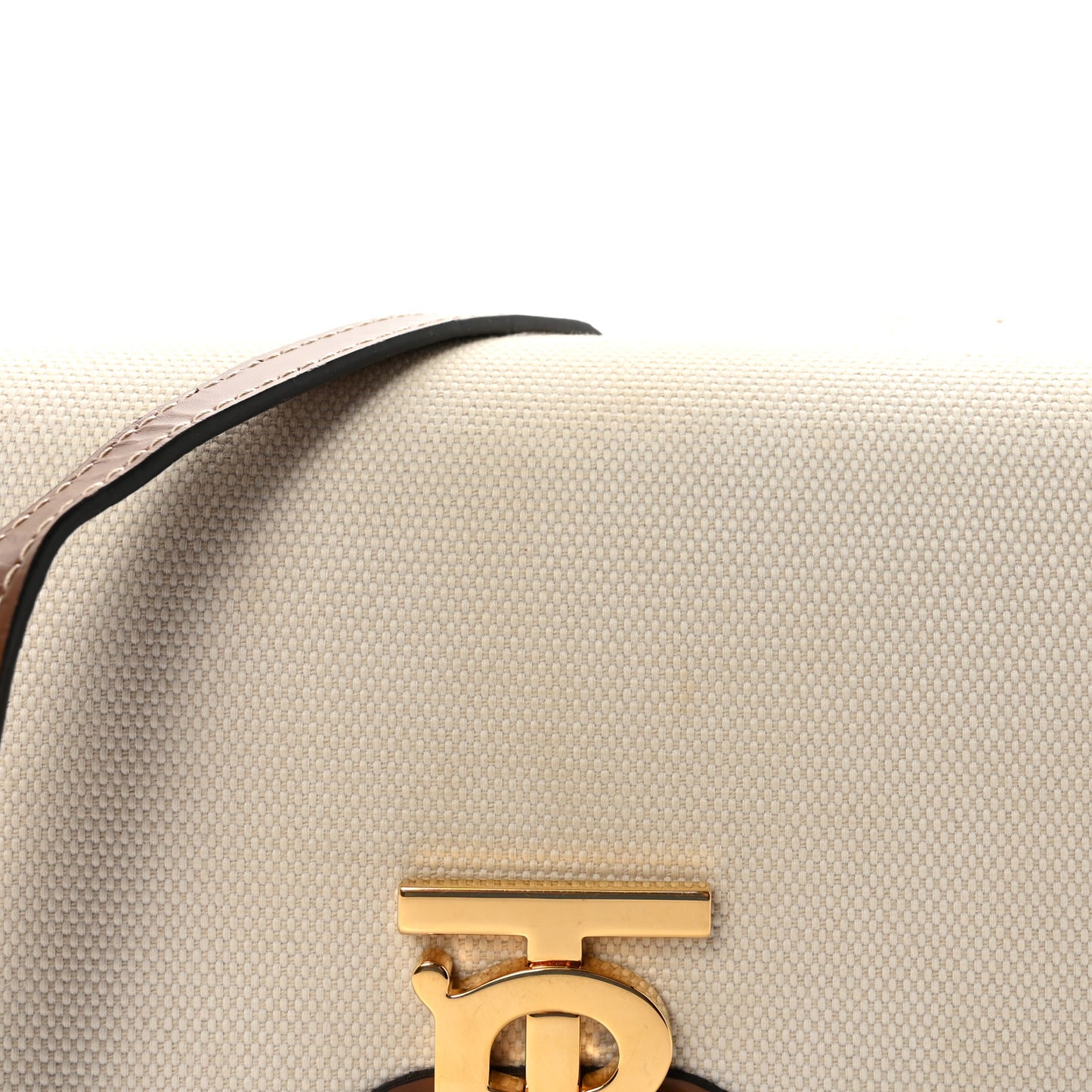 Canvas Calfskin Small TB Bag Natural