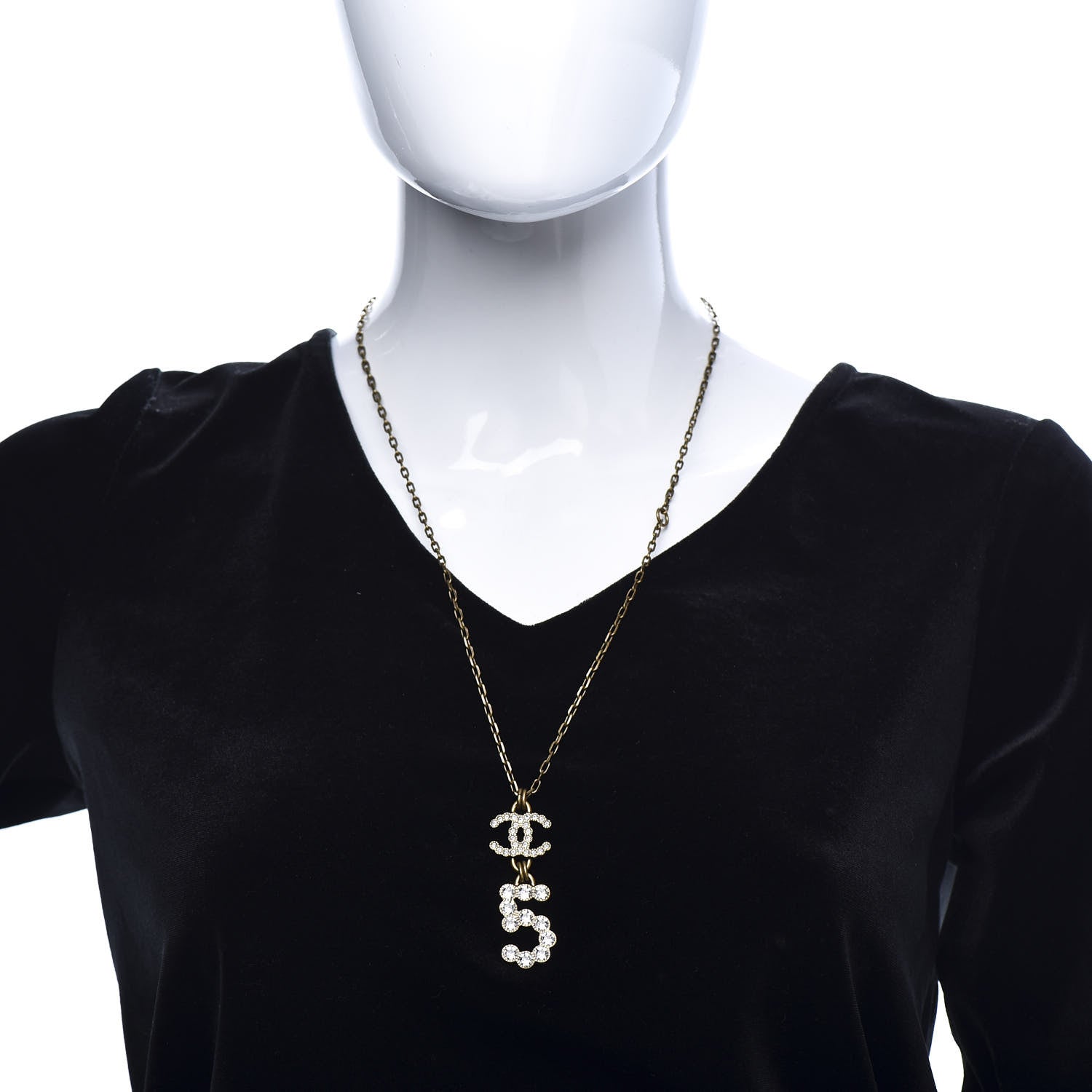 Chanel Crystal City of Light CC Necklace Pendant Gold 2 of 5