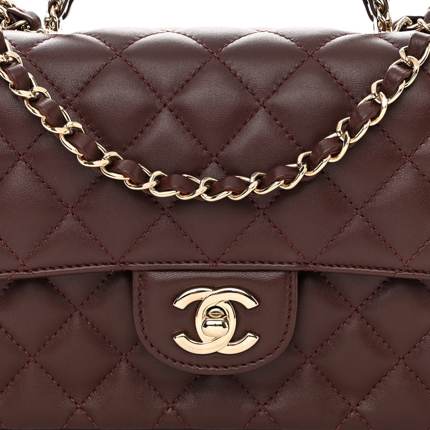 Chanel Lambskin Quilted Medium Crystal Top Handle Rectangular Flap