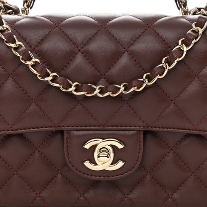 Chanel Lambskin Quilted Medium Crystal Top Handle Rectangular Flap Brown 8 of 11