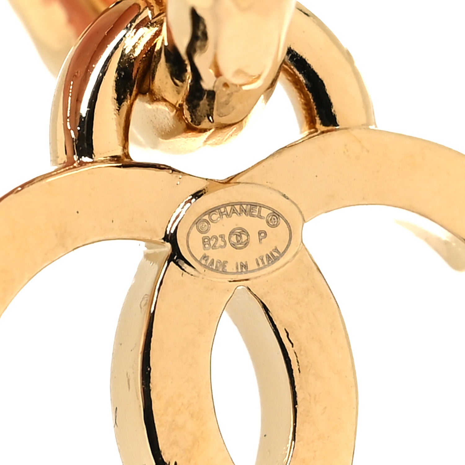 Chanel Metal Crystal CC Heart Drop Hoop Earrings Gold 4 of 5