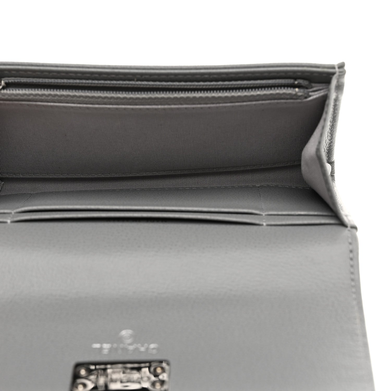 Chanel Grained Calfskin Quilted CC Box Flap Wallet Grey 5 of 9
