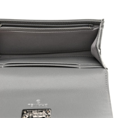 Chanel Grained Calfskin Quilted CC Box Flap Wallet Grey 5 of 9