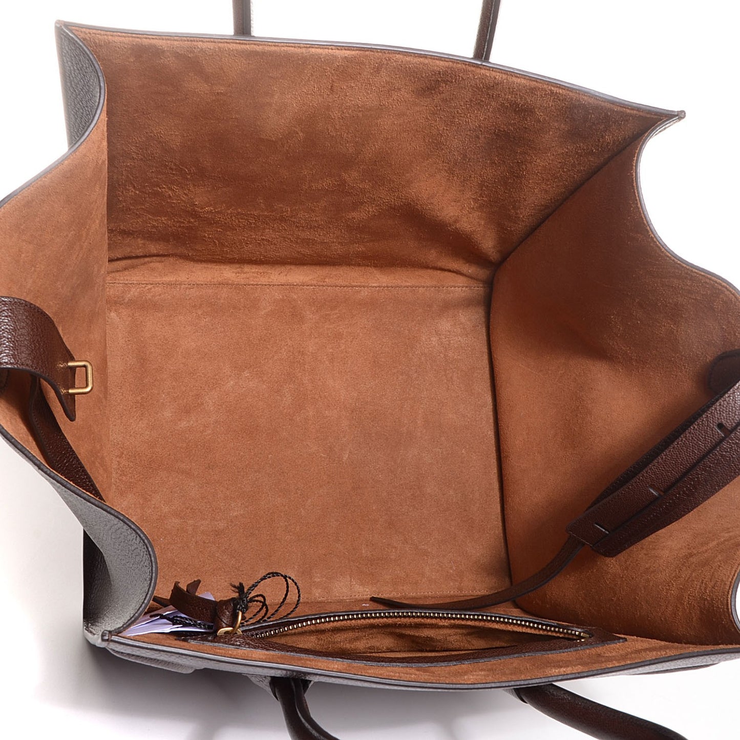 Shiny Grained Calfskin Medium Phantom Luggage Brown