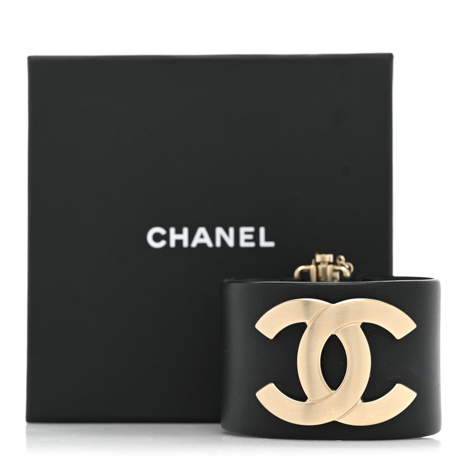 Chanel Calfskin CC Wide Cuff M Black Gold 7 of 7