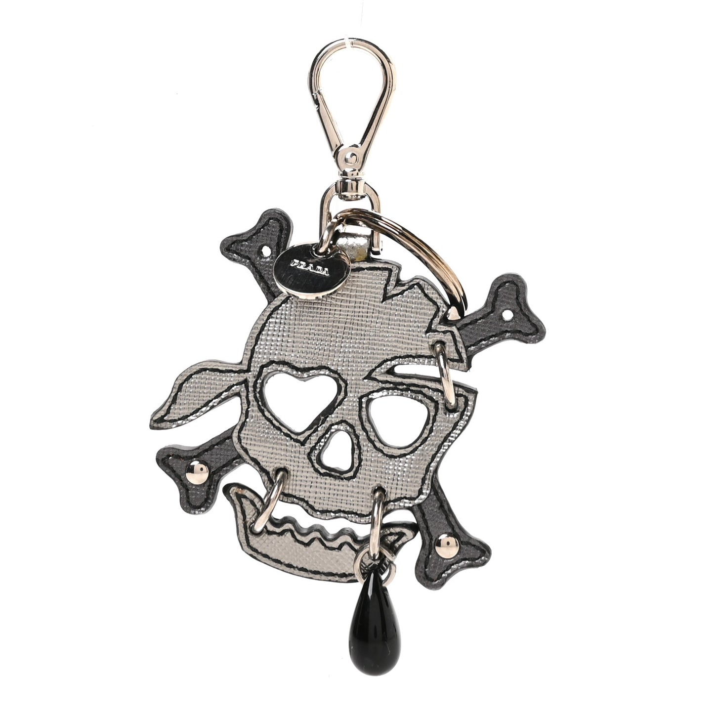 Metal Saffiano Skull Bag Charm Palladio