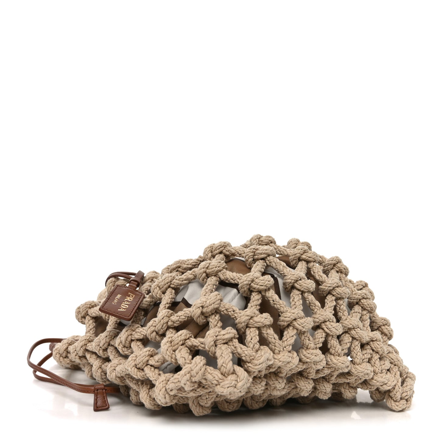 Cotton Macrame Noue Medium Bag Cord Camel Beige