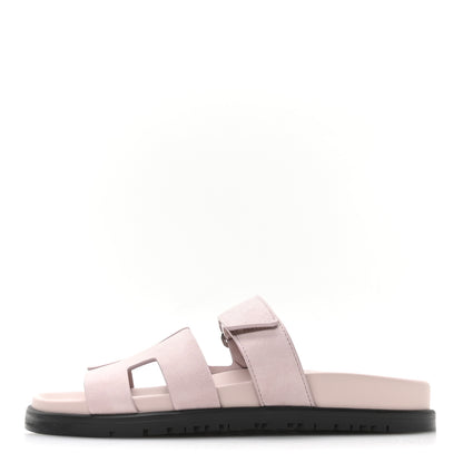 Hermes Suede Goatskin Womens Chypre Sandals 36 Rose Porcelaine 1 of 9