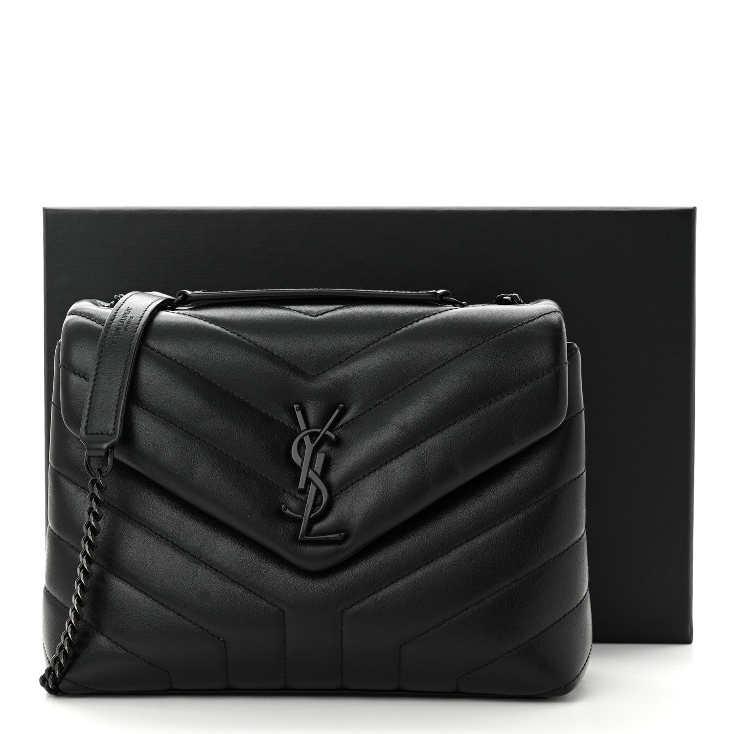Saint Laurent Calfskin Y Quilted Monogram Monochrome Small Loulou Chain Satchel Black 11 of 11