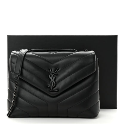 Saint Laurent Calfskin Y Quilted Monogram Monochrome Small Loulou Chain Satchel Black 11 of 11