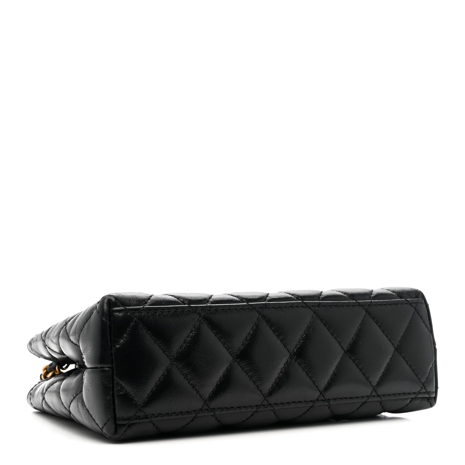 Chanel Shiny Aged Calfskin Quilted Nano Kelly Shopper Black Black 4 of 15