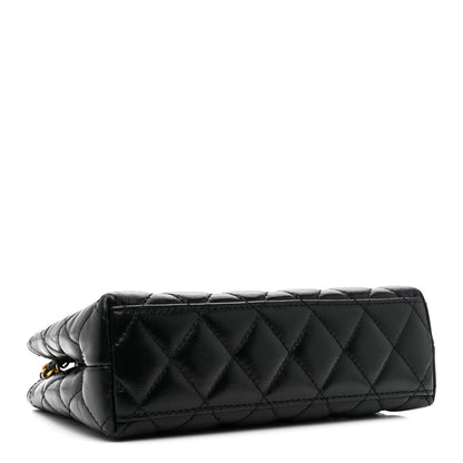 Chanel Shiny Aged Calfskin Quilted Nano Kelly Shopper Black Black 4 of 15