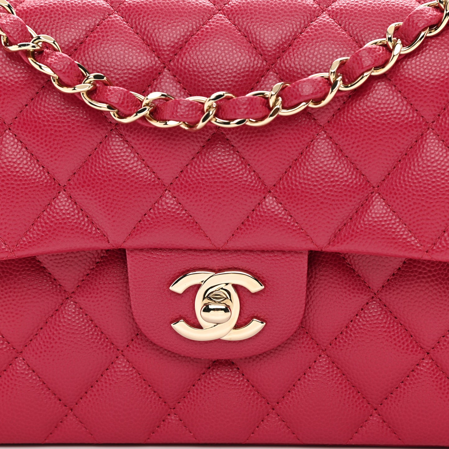 Caviar Quilted Small Double Flap Dark Pink