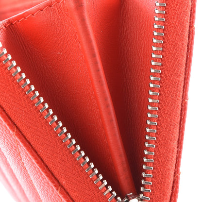 Chanel Caviar Chevron Quilted Small Zip Around Wallet Red 14 of 14
