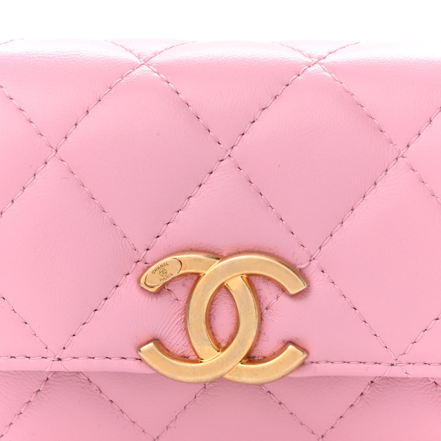 Chanel Lambskin Lacquered Metal Quilted Flap Chain Belt Bag Pink 8 of 11