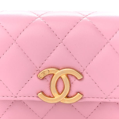 Chanel Lambskin Lacquered Metal Quilted Flap Chain Belt Bag Pink 8 of 11