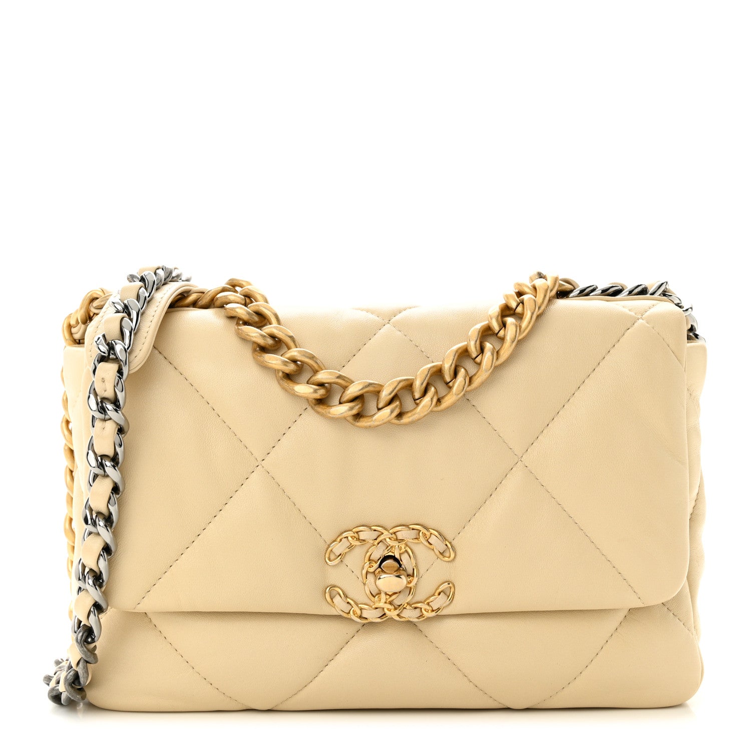 Chanel Lambskin Quilted Medium Chanel 19 Flap Beige 1 of 12