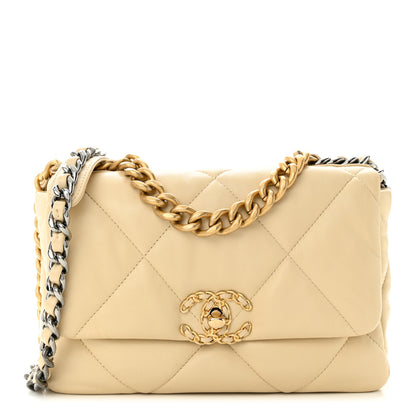 Chanel Lambskin Quilted Medium Chanel 19 Flap Beige 1 of 12