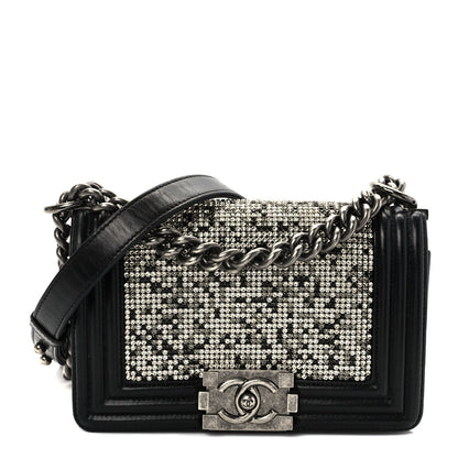 Chanel Calfskin Crystal Studded Small Studded Boy Flap Black 1 of 12
