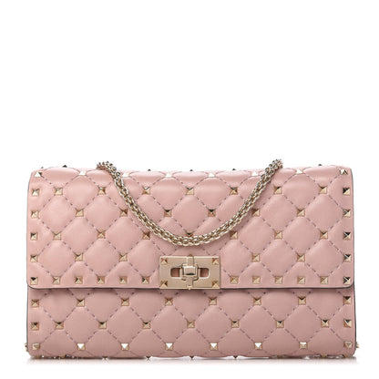 Valentino Garavani Nappa Rockstud Spike Wallet on Chain Water Rose 1 of 9