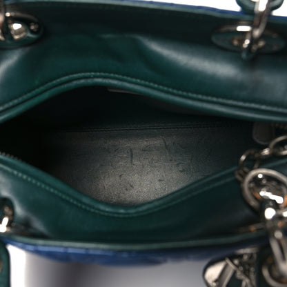 Christian Dior Lambskin Cannage Medium Tri-Color Lady Dior Blue Celeste Deep Green 5 of 11