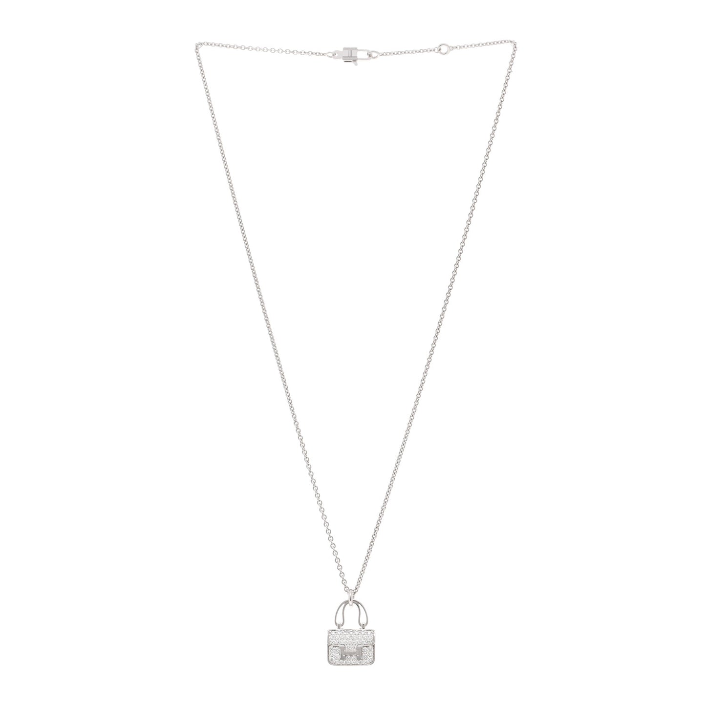 18K White Gold Diamond Constance Amulettes Pendant Necklace