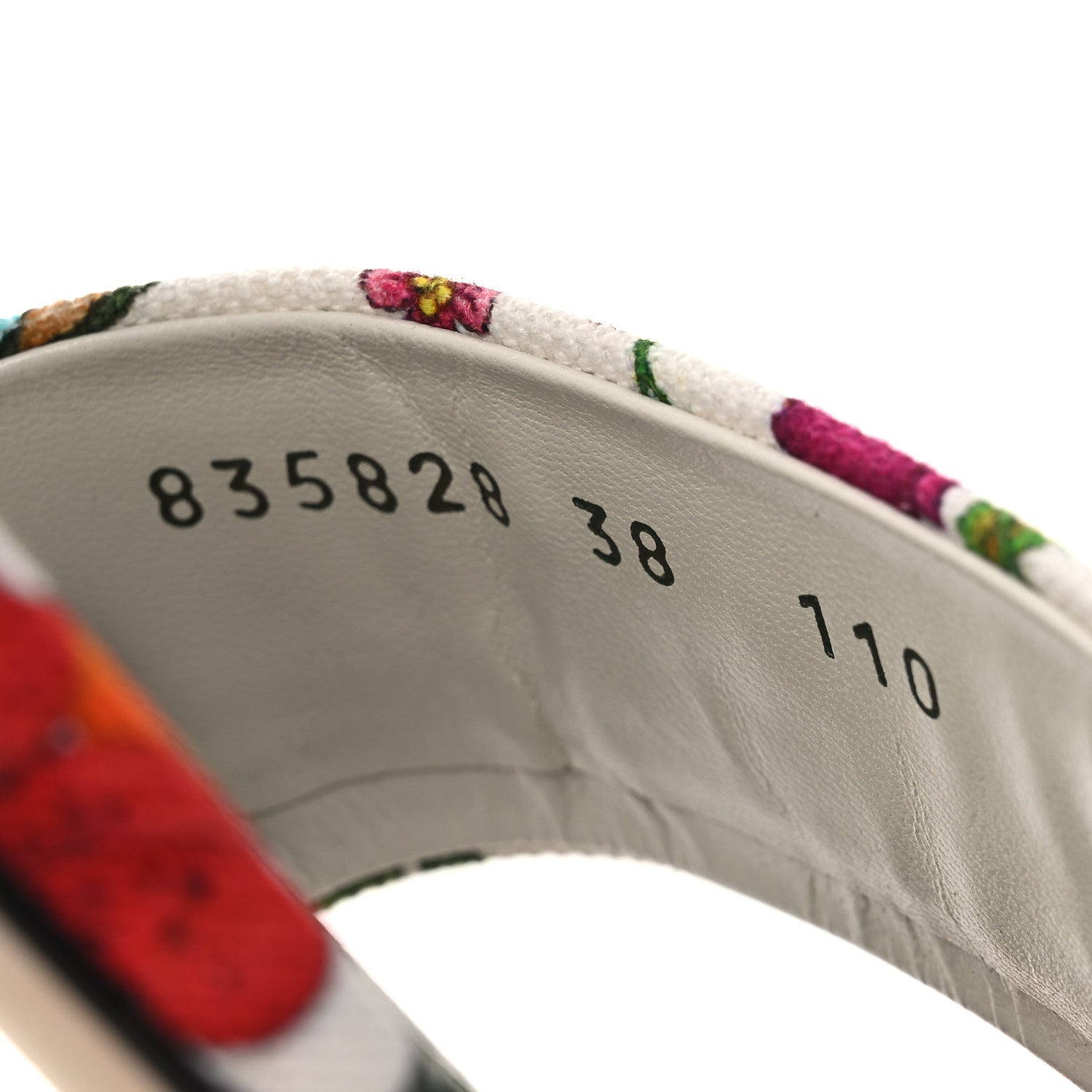 Gucci Canvas Flora Print Horsebit Slide Sandals 38 White 10 of 11