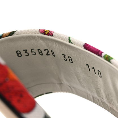 Gucci Canvas Flora Print Horsebit Slide Sandals 38 White 10 of 11
